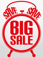 Big sale alarm clock, vector illustration