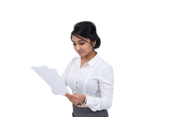 Close-up shot of a Asian businesswoman with documents