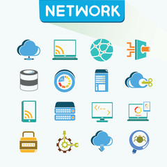 Fototapeta premium network icons set, vector, color icons, vector set