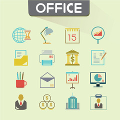 office icons set, color icon, vector set