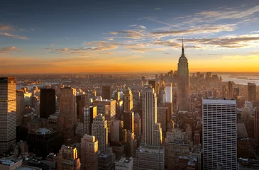 Poster Im Rahmen Sonnenuntergang über New York City © inigocia