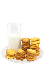 close-up cookie and milk