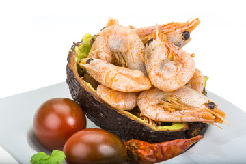 Shrimps in avocado
