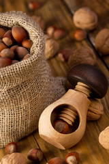 Hazelnuts in nutcracker