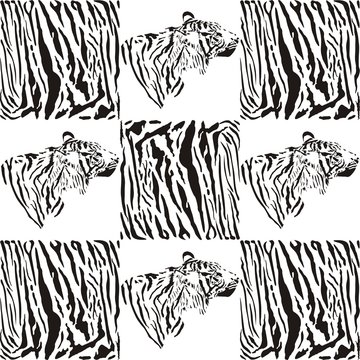 Tiger patterns for textiles and wallpaper