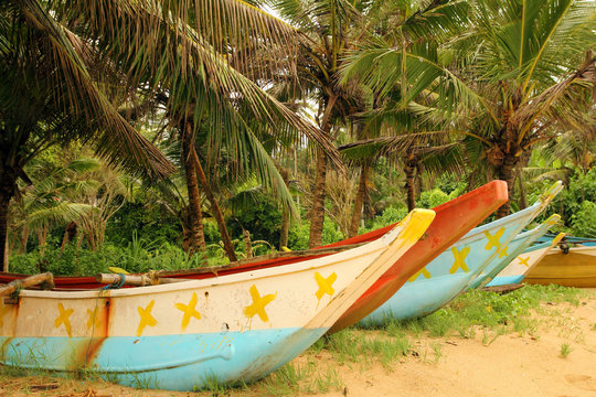 colorful boats on the beach