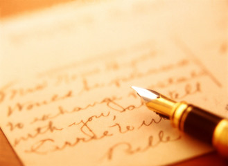 fountain pen and postcard