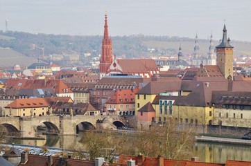 Obraz premium Würzburg, Altstadt mit Mainbrücke