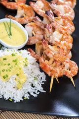 Portion of Prawns with Curry Sauce
