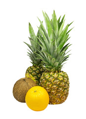 Pineapple,coco and orange isolated.