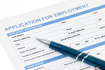 Application for employment with pen
