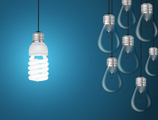 Idea concept with light bulbs in illustration vector