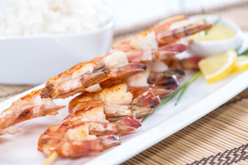 Fresh made Prawns on a spit