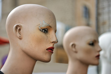 Old female mannequin heads