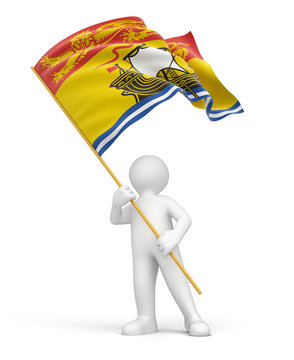 Man and flag of New Brunswick (clipping path included)