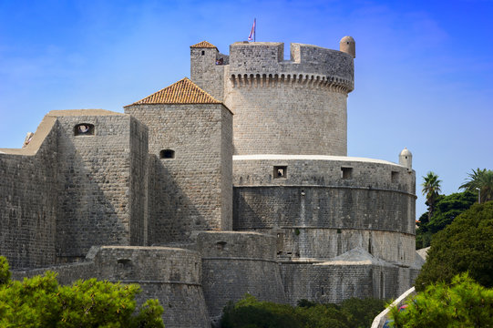 medieval fort with towers and fortifications