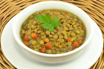 Green lentil soup