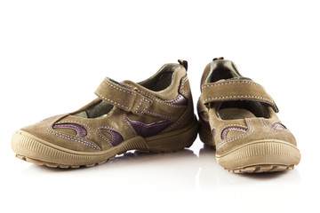 children shoes isolated on white background.