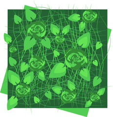 Весенний узор. Зеленые розы и листья