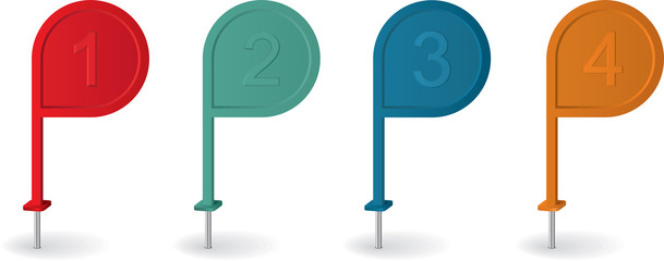 Pin pointer with numbers in different colors