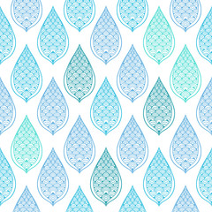 Seamless pattern with ornate falling water drops - 59932974