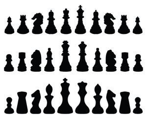 Black silhouette of chess pieces, vector
