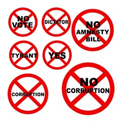 Set of The Forbidden Signs with Democracy Concept