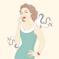 Beautiful woman hand drawn vector illustration eps 10