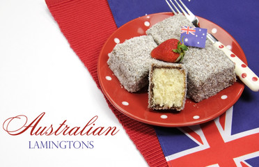 Australian lamingtons on flag with text