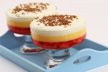 English strawberry trifle in sundae glass