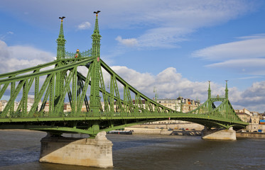 Liberty Bridge over Dunabe river in Budapest, Hungary