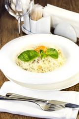 spaghetti with parmesan cheese