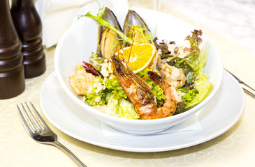 seafood salad on a white background
