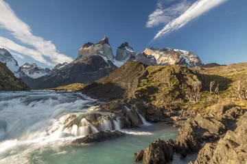 Crédence de cuisine en verre imprimé Cuernos del Paine Grand Sault - Torres del Paine Chili