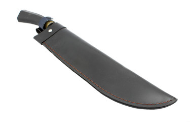Machete with leather case isolated on white