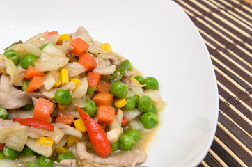 Stir fried vegetables (Carrot, Sweet corn, Green Bean and Onion)