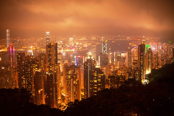 Obraz premium Hong Kong night view from Victoria peak.