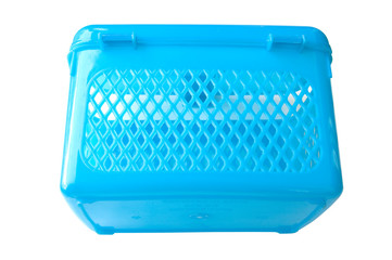 Blue shopping basket on white background