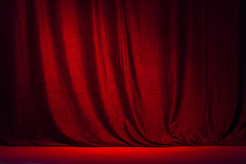 Red curtain and the scene .