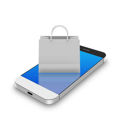 Obraz na płótnie Canvas white shopping paper bag on smartphone,cell phone illustration