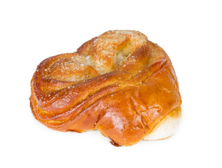 Sweet bun with sugar in the form of heart