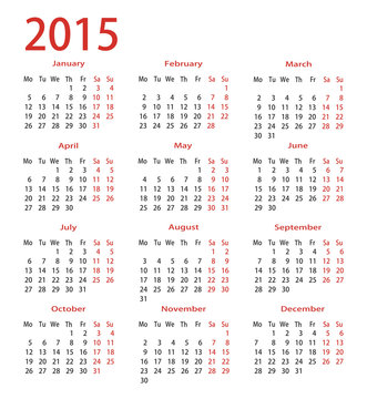 simple calendar 2015