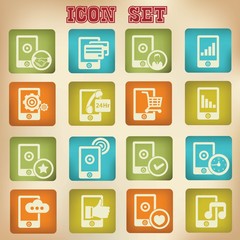 Mobile phone icons,vintage style,vector