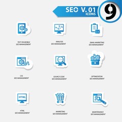 SEO icons set 1,Blue version vector