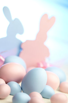 easter eggs and rabbit