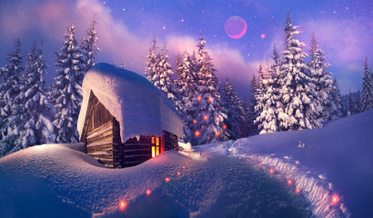 wooden house as Santa Claus