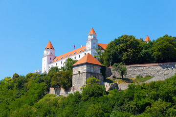 Bratislava, Slovakia, medieval castle against blue sky