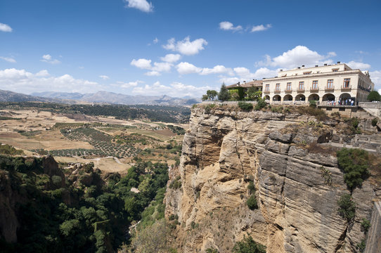 Cliffs under Ronda town, Malaga, Andalusia, Spain