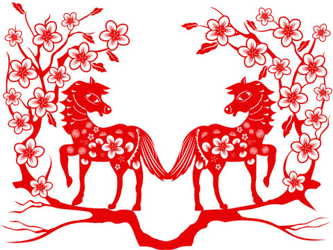 Two Red Horse For Chinese New Year