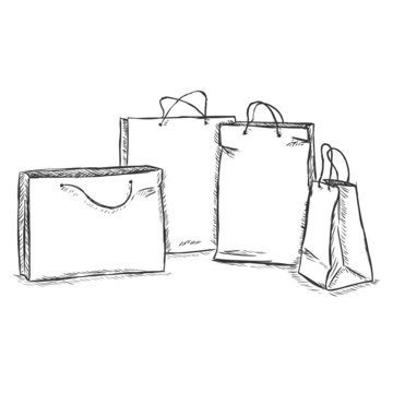 vector sketch illustration - four shopping bags